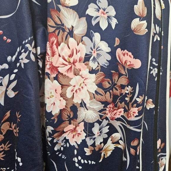 Ekouaer Womens Long Robe L Full Zip Pockets Blue Spring Floral Modest High neck